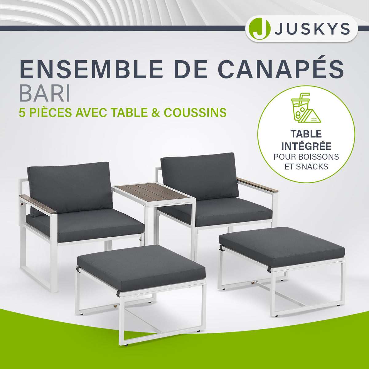 Ensemble de meubles de jardin avec canapé Bari