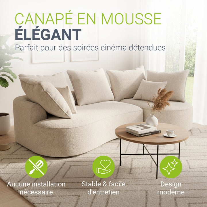 Canapé Tirano avec pouf et coussins décoratifs