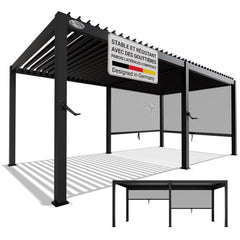 Pergola bioclimatique Tahiti 3 x 5,9 m avec 2x parois latérales 3 m