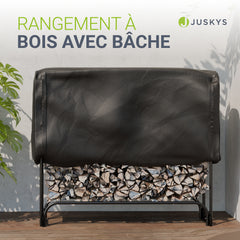 Râtelier à bûches extérieur avec couvercle