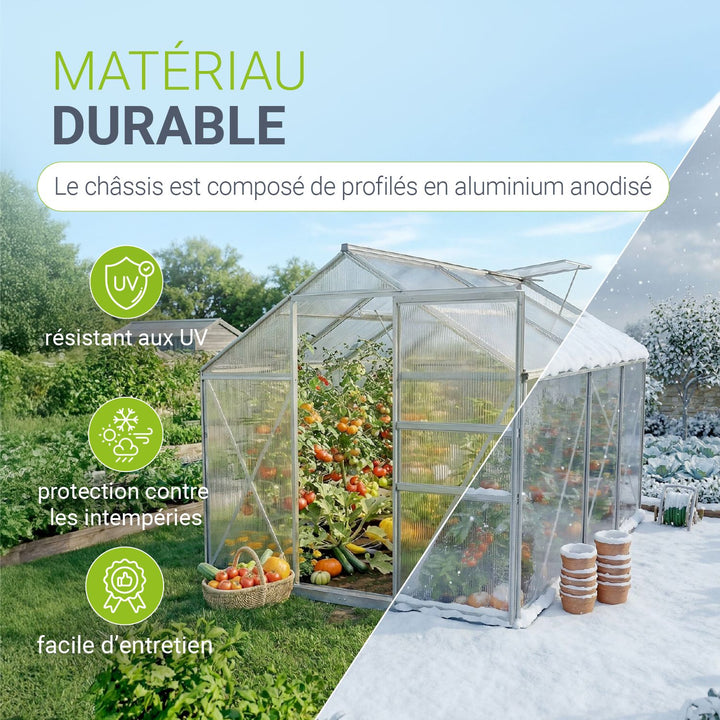 Serre en aluminium avec fondation
