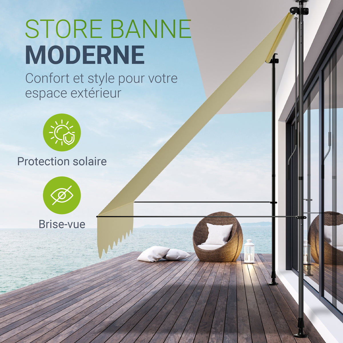 Store de balcon à pince Kapstadt – avec manivelle, jusqu'à 400 cm