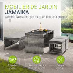 Mobilier de jardin 2 en 1 en polyrotin Jamaica