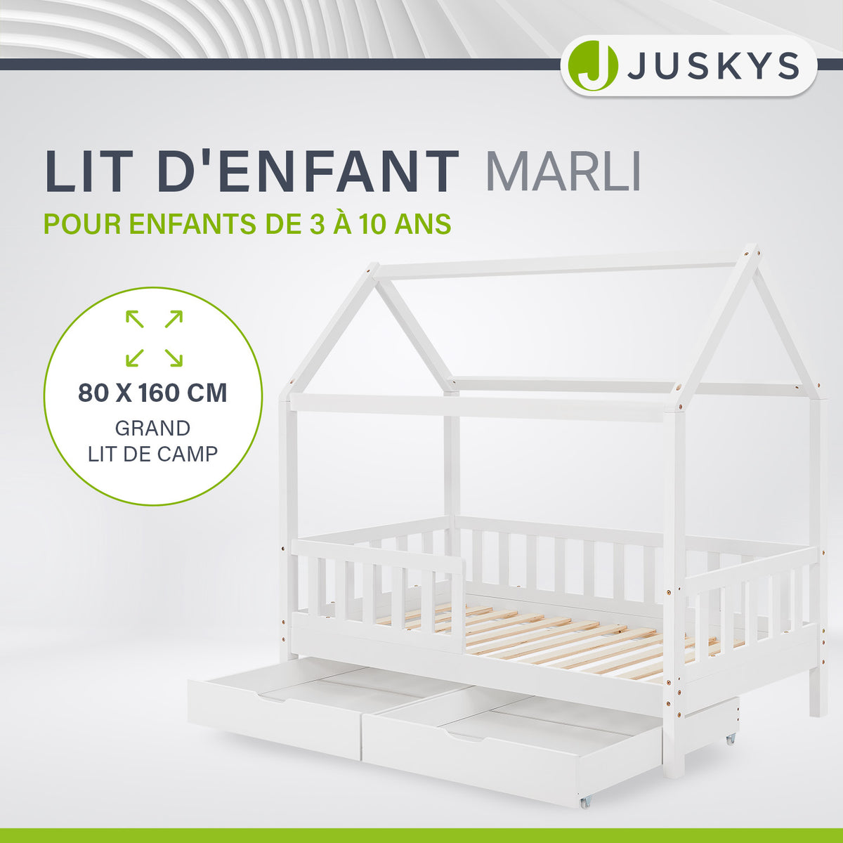Lit enfant Marli 80 x 160 cm avec sommier