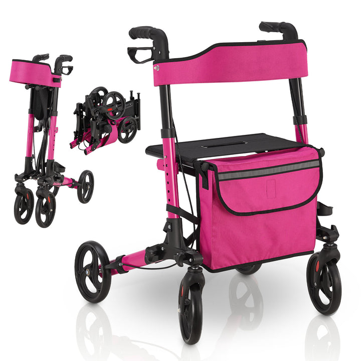 Déambulateur en aluminium Vital – pliable, avec siège et sac à provisions – jusqu'à 130 kg