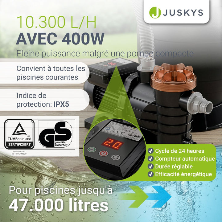 Système de filtration à sable pour piscines jusqu'à 30 000 litres