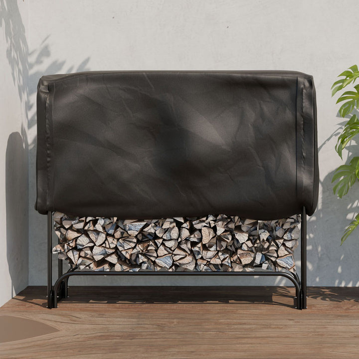 Kaminholzregal außen mit Abdeckung