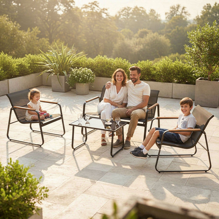 Ensemble de mobilier de jardin Genua 4 pièces avec table et banc