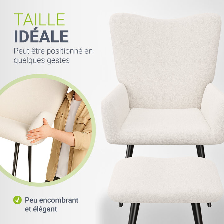 Fauteuil à oreilles avec tabouret Odense en option