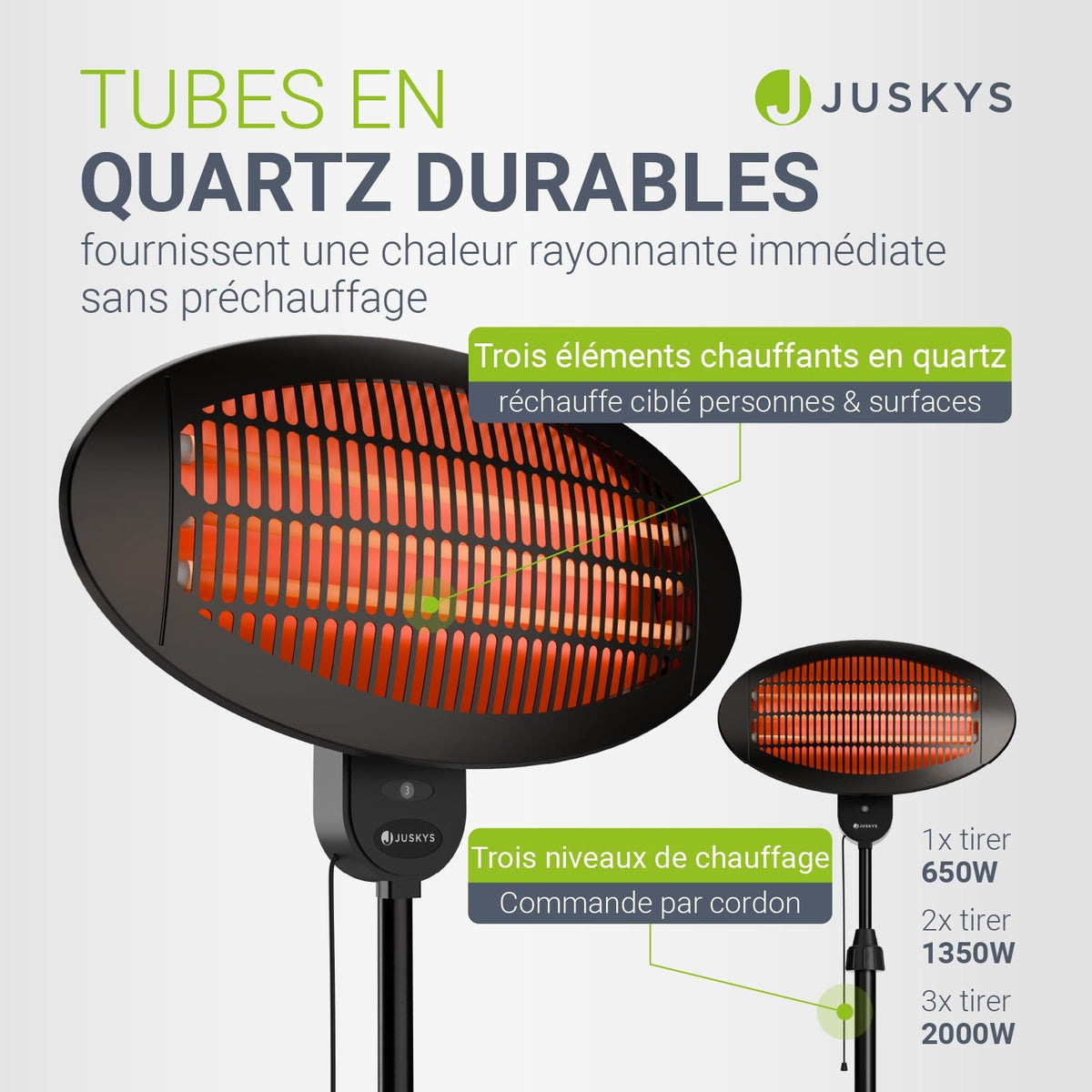 Radiateur infrarouge 2000W noir extérieur