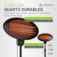Radiateur infrarouge 2000W noir extérieur