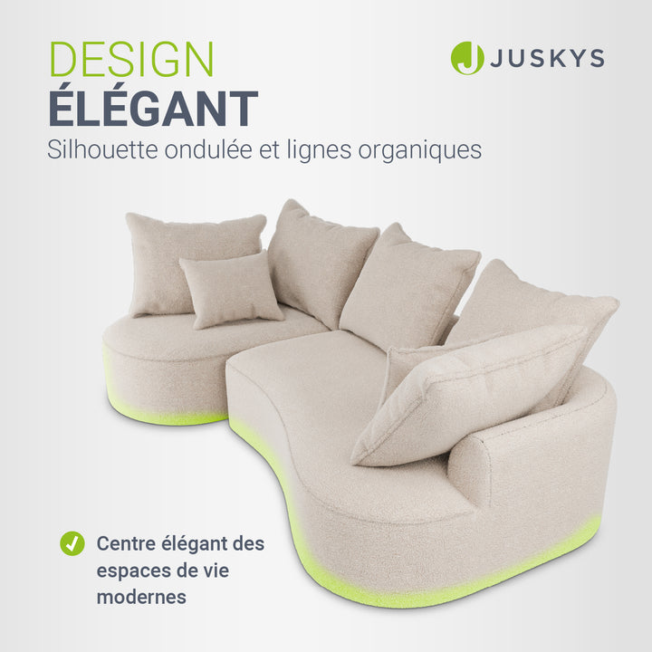 Canapé Tirano avec pouf et coussins décoratifs