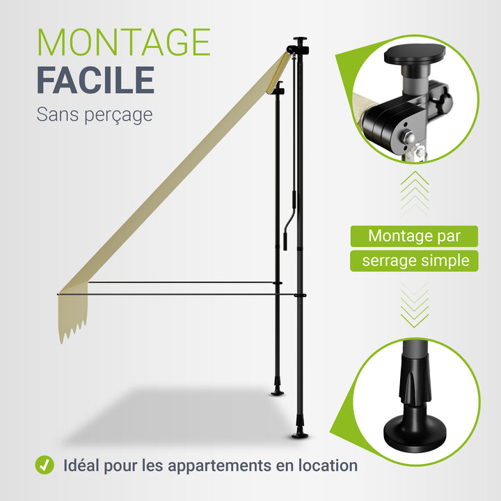 Store de balcon à pince Kapstadt – avec manivelle, jusqu'à 400 cm