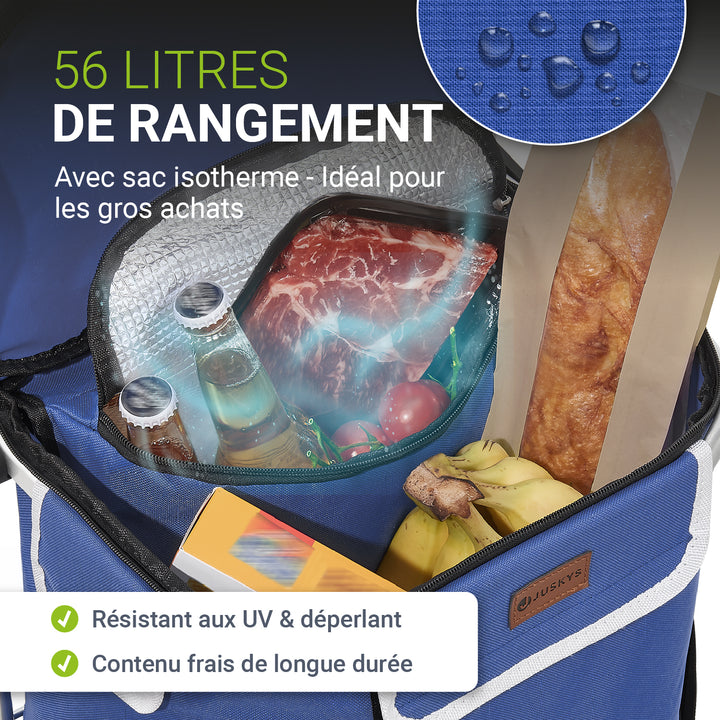 Chariot de courses 3 en 1 - Capacité 56 L