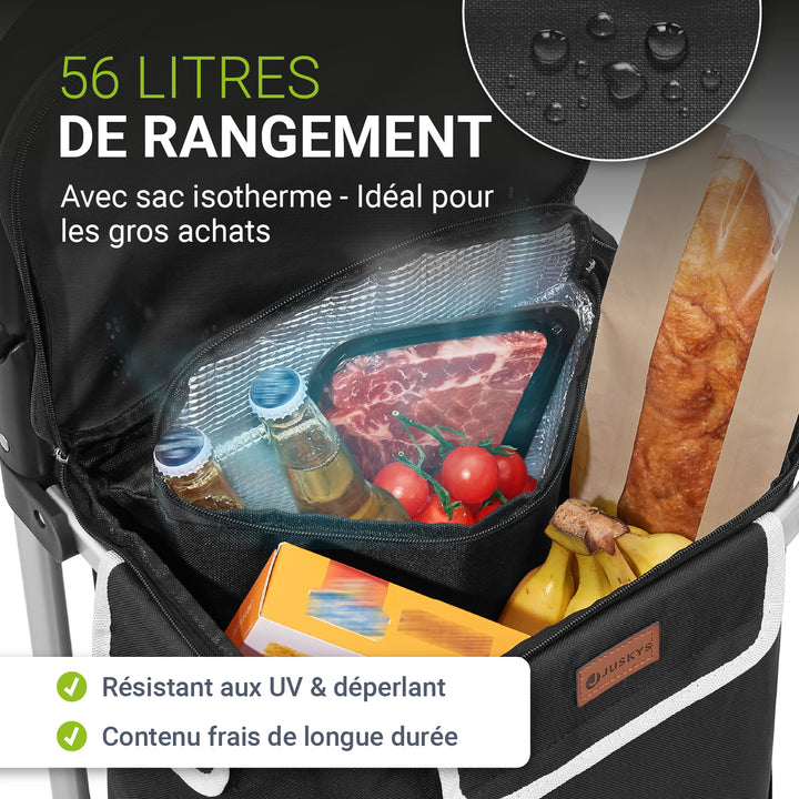 Chariot de courses 3 en 1 - Capacité 56 L