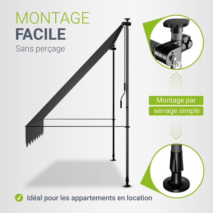 Store de balcon à pince Kapstadt – avec manivelle, jusqu'à 400 cm