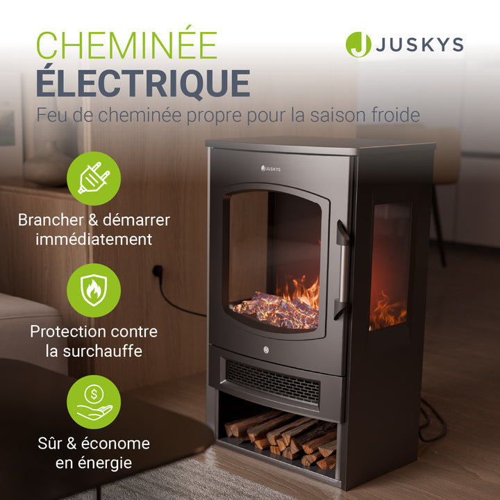 Poêle électrique 1800W avec effet de flammes