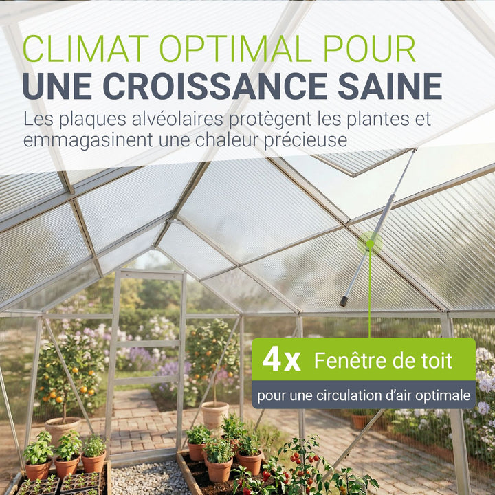 Serre en aluminium avec fondation