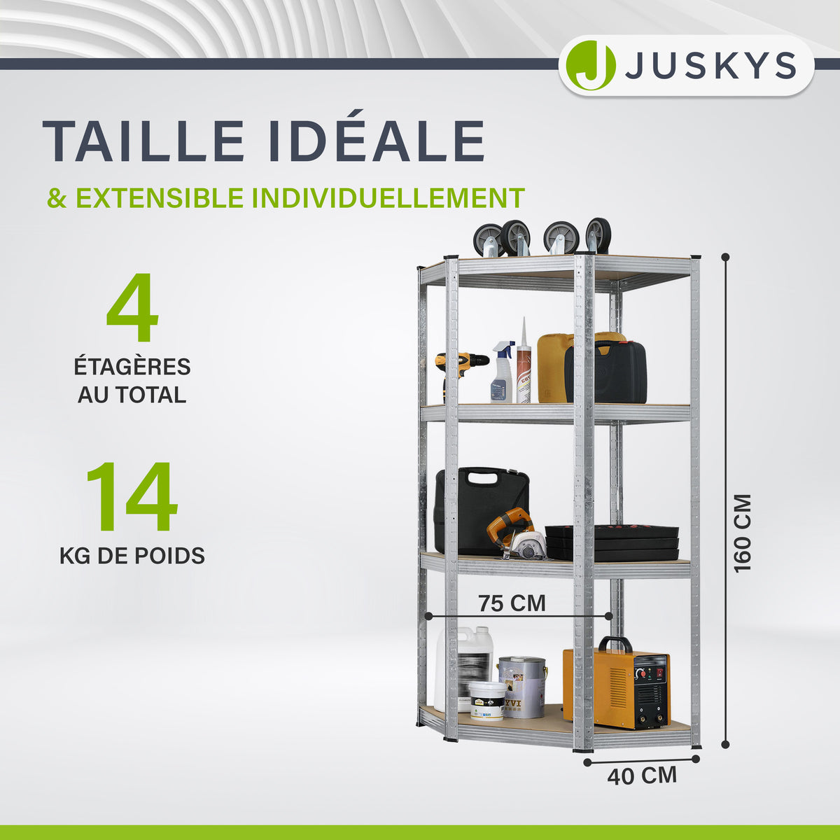 Étagère d'angle Corner Easy 160 x 75 x 40-75 cm
