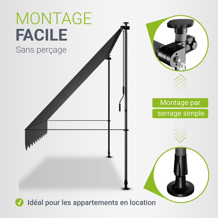 Store de balcon à pince Kapstadt – avec manivelle, jusqu'à 400 cm