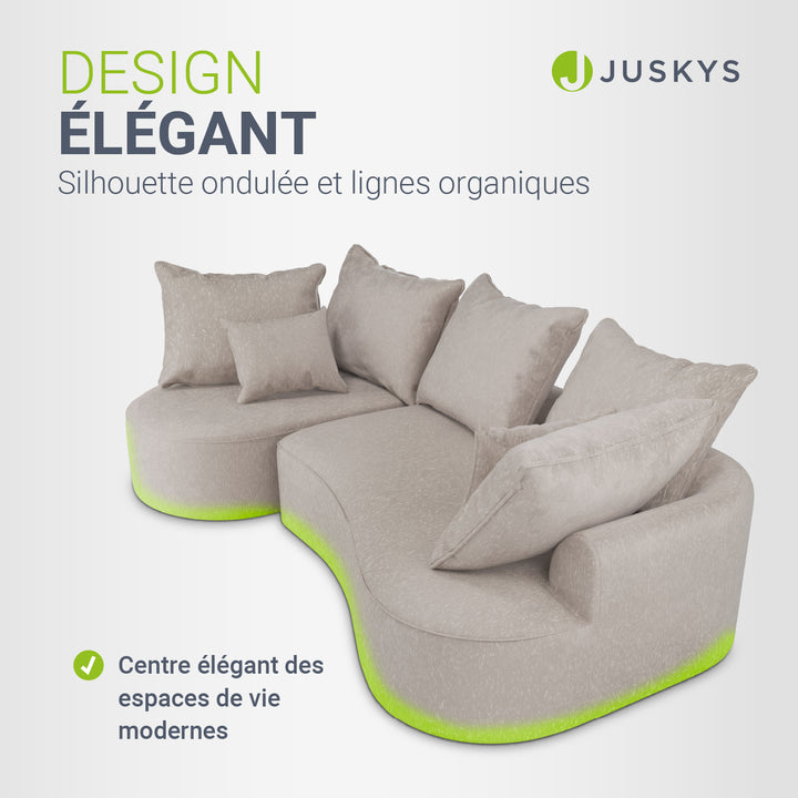 Canapé Tirano avec pouf et coussins décoratifs