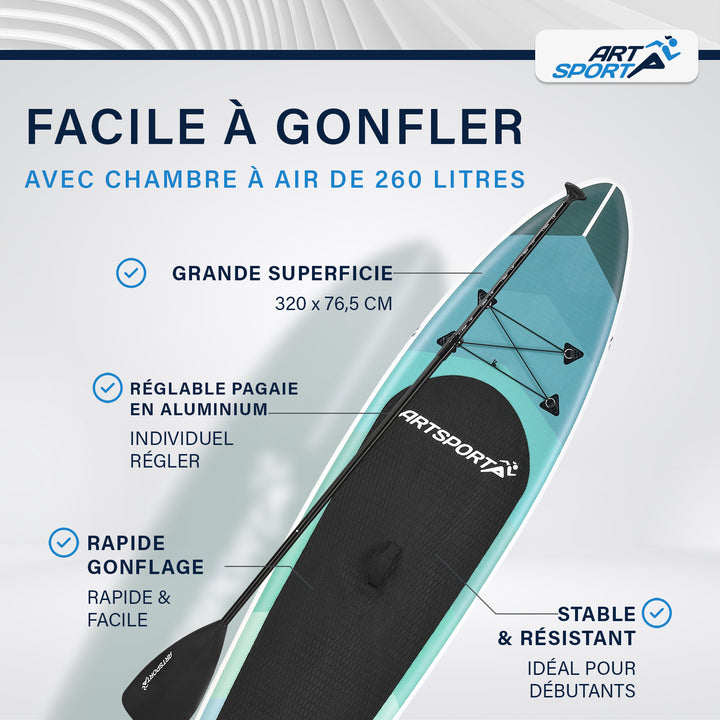 Stand up paddle gonflable – set complet avec sac et accessoires