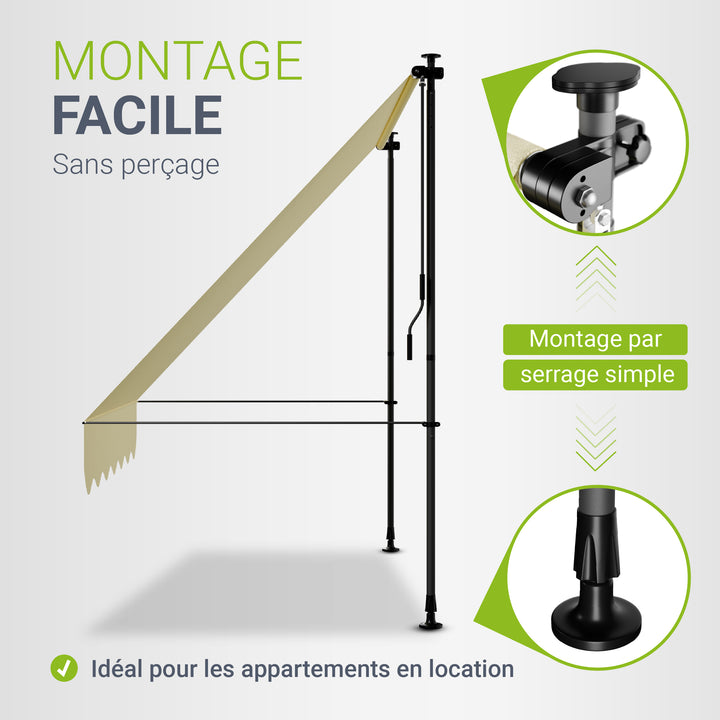 Store de balcon à pince Kapstadt – avec manivelle, jusqu'à 400 cm