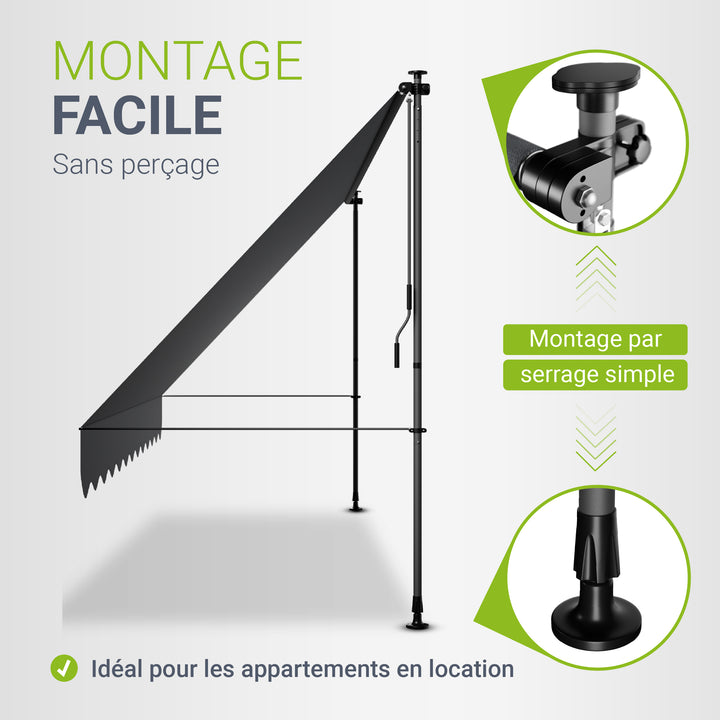 Store de balcon à pince Kapstadt – avec manivelle, jusqu'à 400 cm