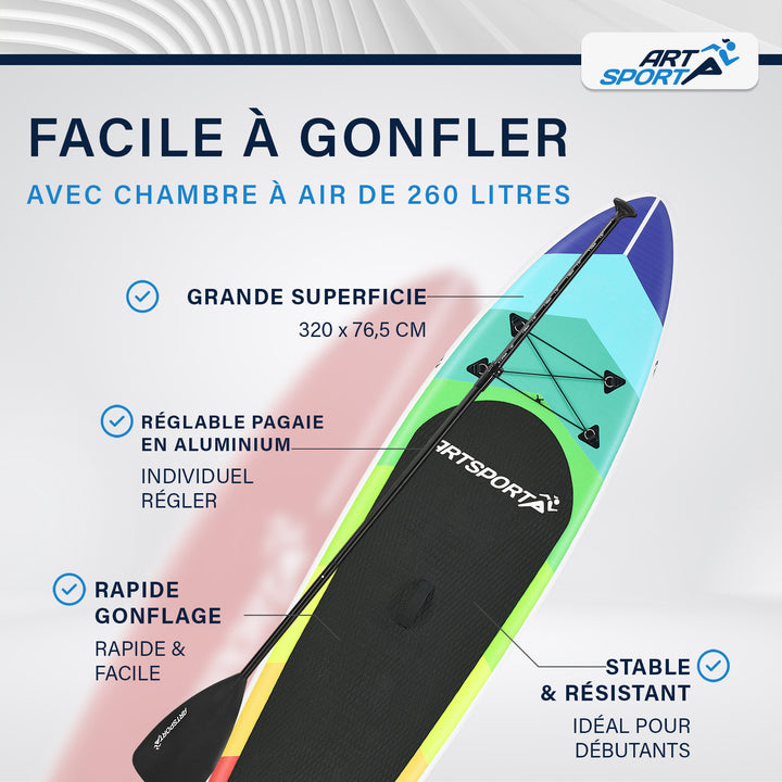 Stand up paddle gonflable – set complet avec sac et accessoires
