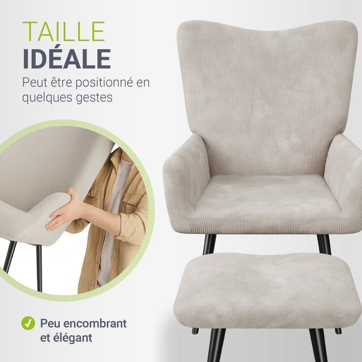 Fauteuil à oreilles avec tabouret Odense en option