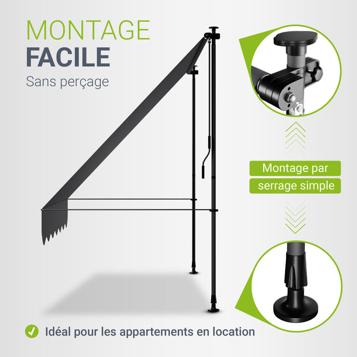 Store de balcon à pince Kapstadt – avec manivelle, jusqu'à 400 cm