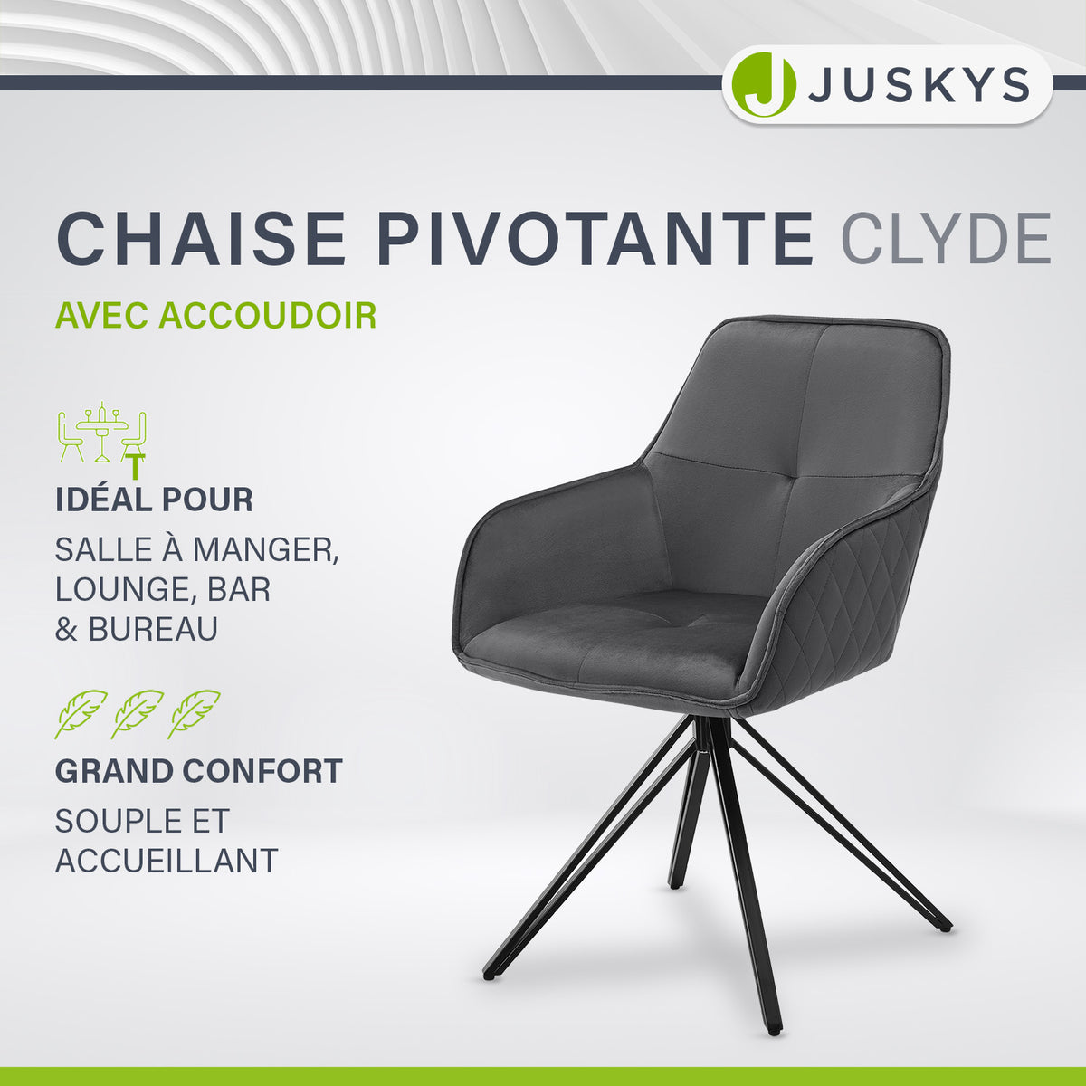 Chaise de salle à manger pivotante en velours Clyde