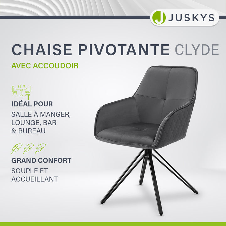Chaise de salle à manger pivotante en velours Clyde