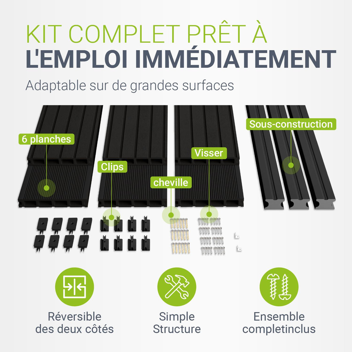 Lames de terrasse en WPC anthracite