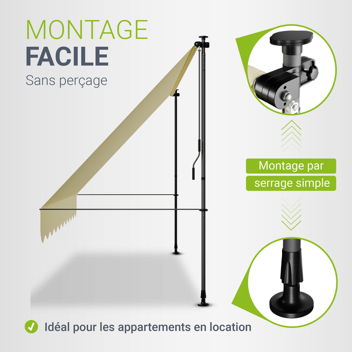 Store de balcon à pince Kapstadt – avec manivelle, jusqu'à 400 cm