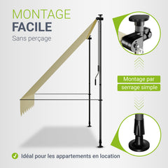 Store de balcon à pince Kapstadt – avec manivelle, jusqu'à 400 cm