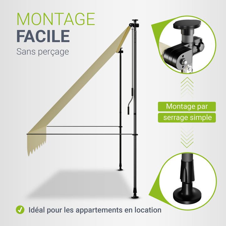Store de balcon à pince Kapstadt – avec manivelle, jusqu'à 400 cm