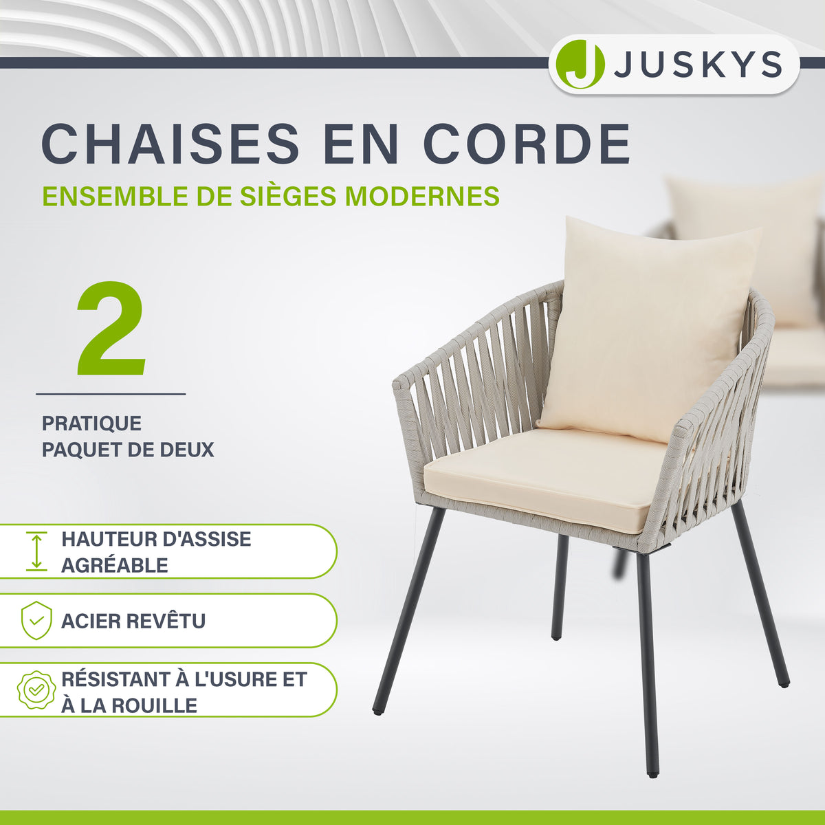 Ensemble de 2 chaises en corde