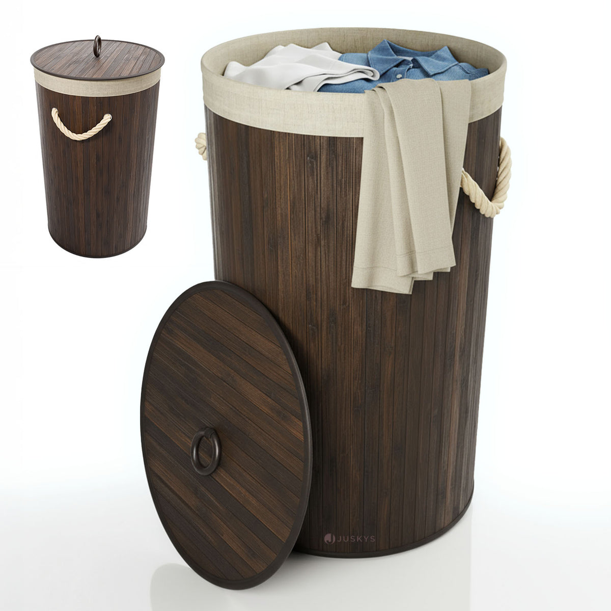 Panier à linge rond en bambou