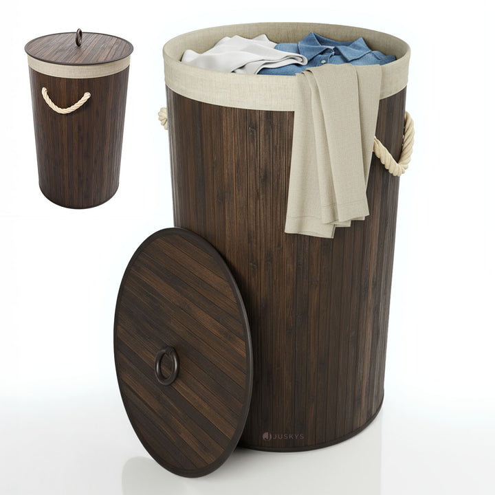 Panier à linge rond en bambou