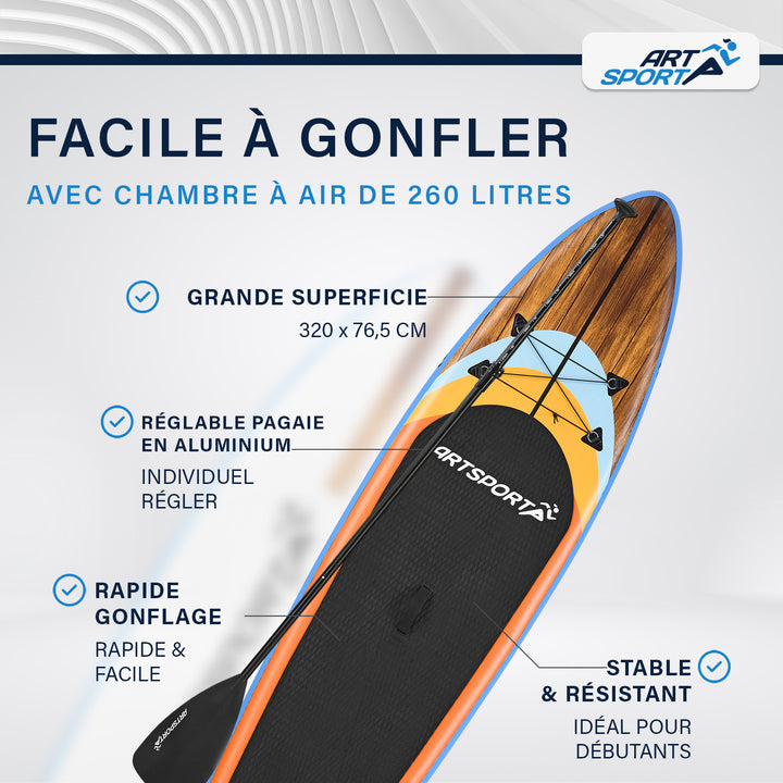 Stand up paddle gonflable – set complet avec sac et accessoires