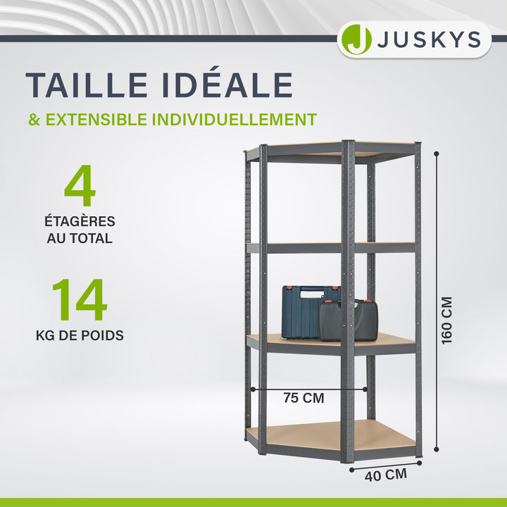 Étagère d'angle Corner Easy 160 x 75 x 40-75 cm