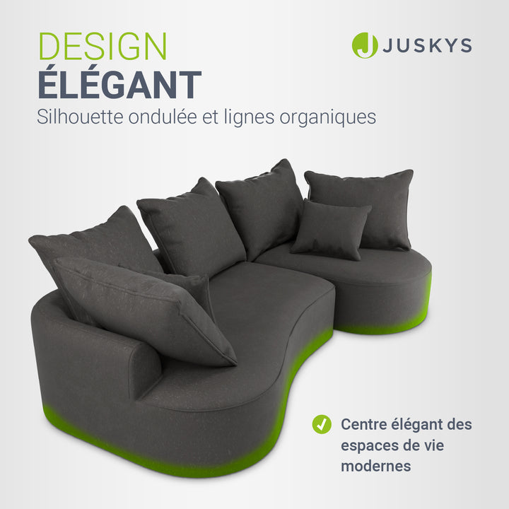 Canapé Tirano avec pouf et coussins décoratifs