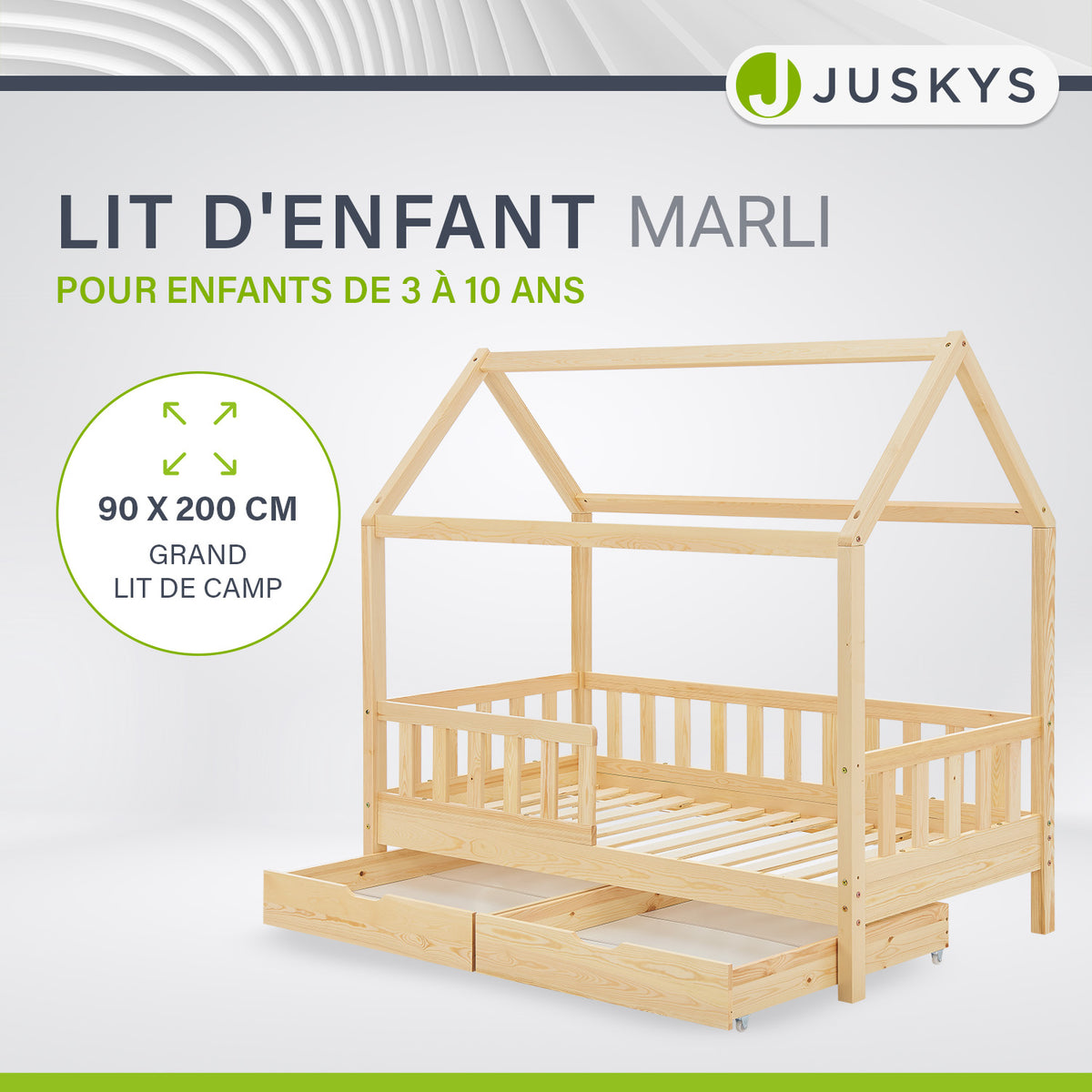 Lit enfant Marli 90 x 200 cm avec sommier