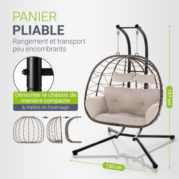 Fauteuil suspendu double en résine tressée Aria