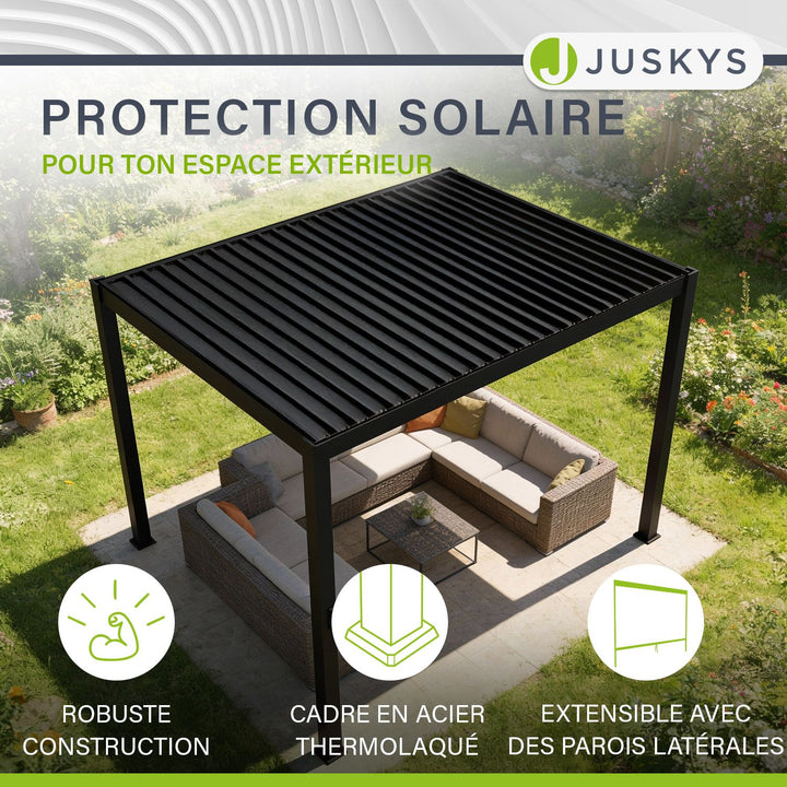 Pergola bioclimatique Tahiti 3 x 4 m avec 1 paroi latérale de 4 m