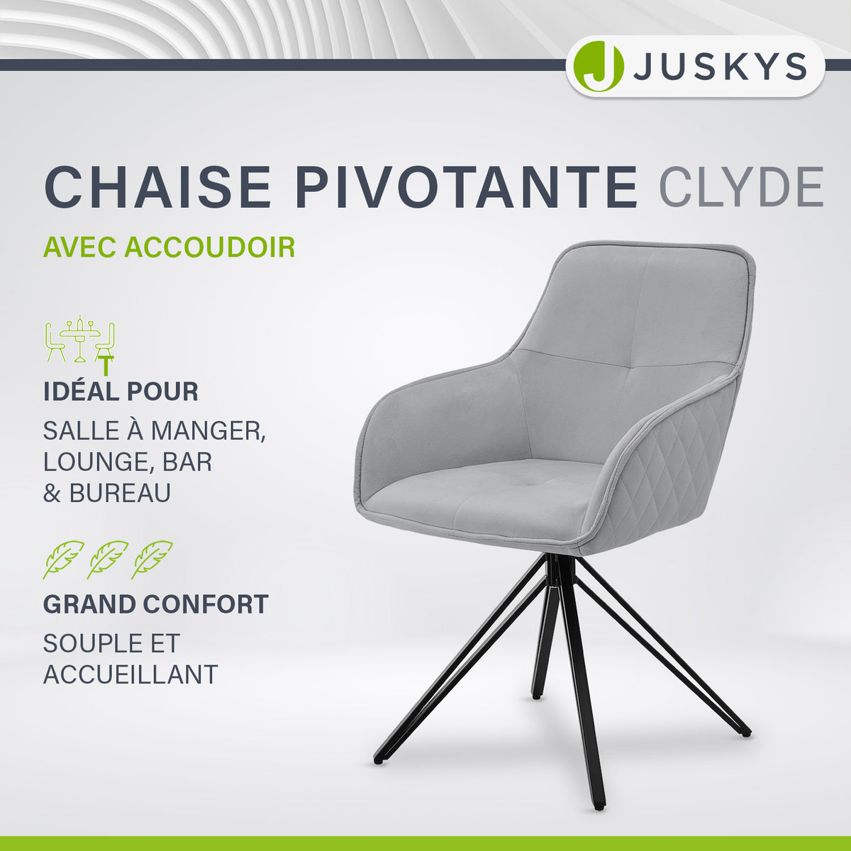 Chaise de salle à manger pivotante en velours Clyde