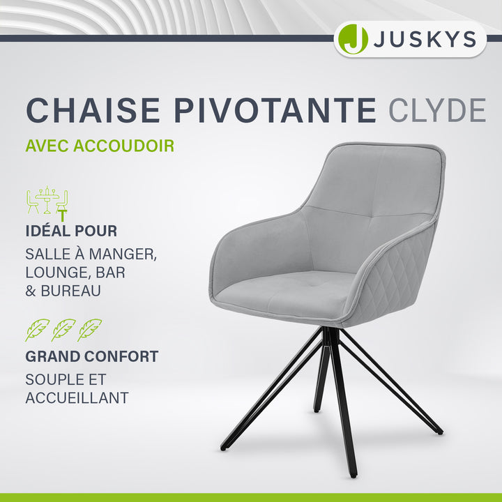Chaise de salle à manger pivotante en velours Clyde