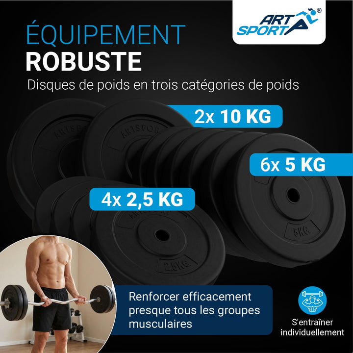 Ensemble d'haltères 3 en 1 60 kg