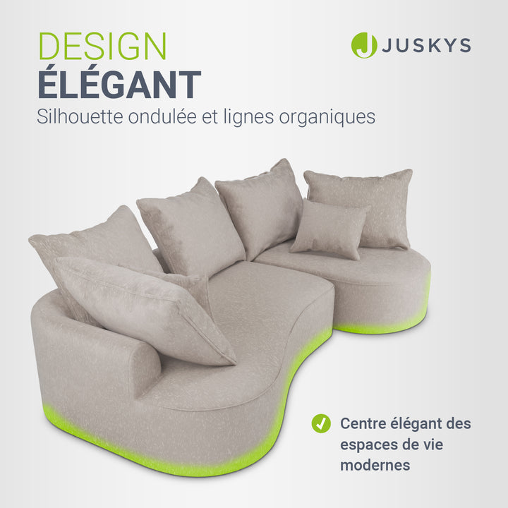 Canapé Tirano avec pouf et coussins décoratifs